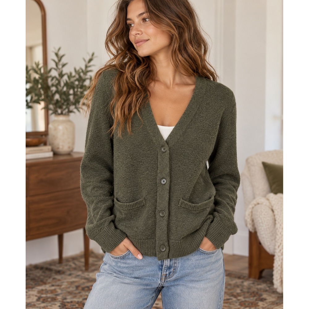 Old Navy Cardigan SoSoft Button Front Olive Green Casual Sweater Size Small